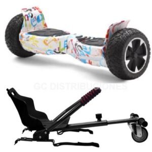 Hoverboard Con Silla Todo Terreno Graffiti Blanco 8.5 Pulgadas