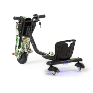 Drift Trike Scooter 180W-200W Mini 24V Vel Max18km/h 20 km autonomia 3 Vel 75 kg de carga Bluetooth Llave Camuflaje Militar