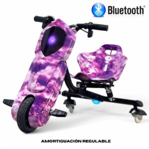 Drift Trike Scooter 250W-300W 36V Vel Max18km/h 20 km autonomia 3 Vel 100 kg de carga Bluetooth Llave Rosa Camuflaje Plus Edition